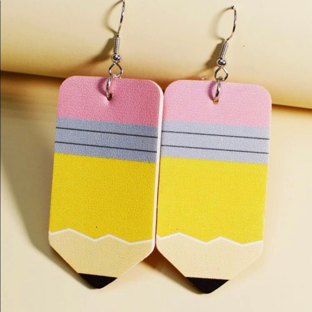 Leather Drop Pencil Earrings